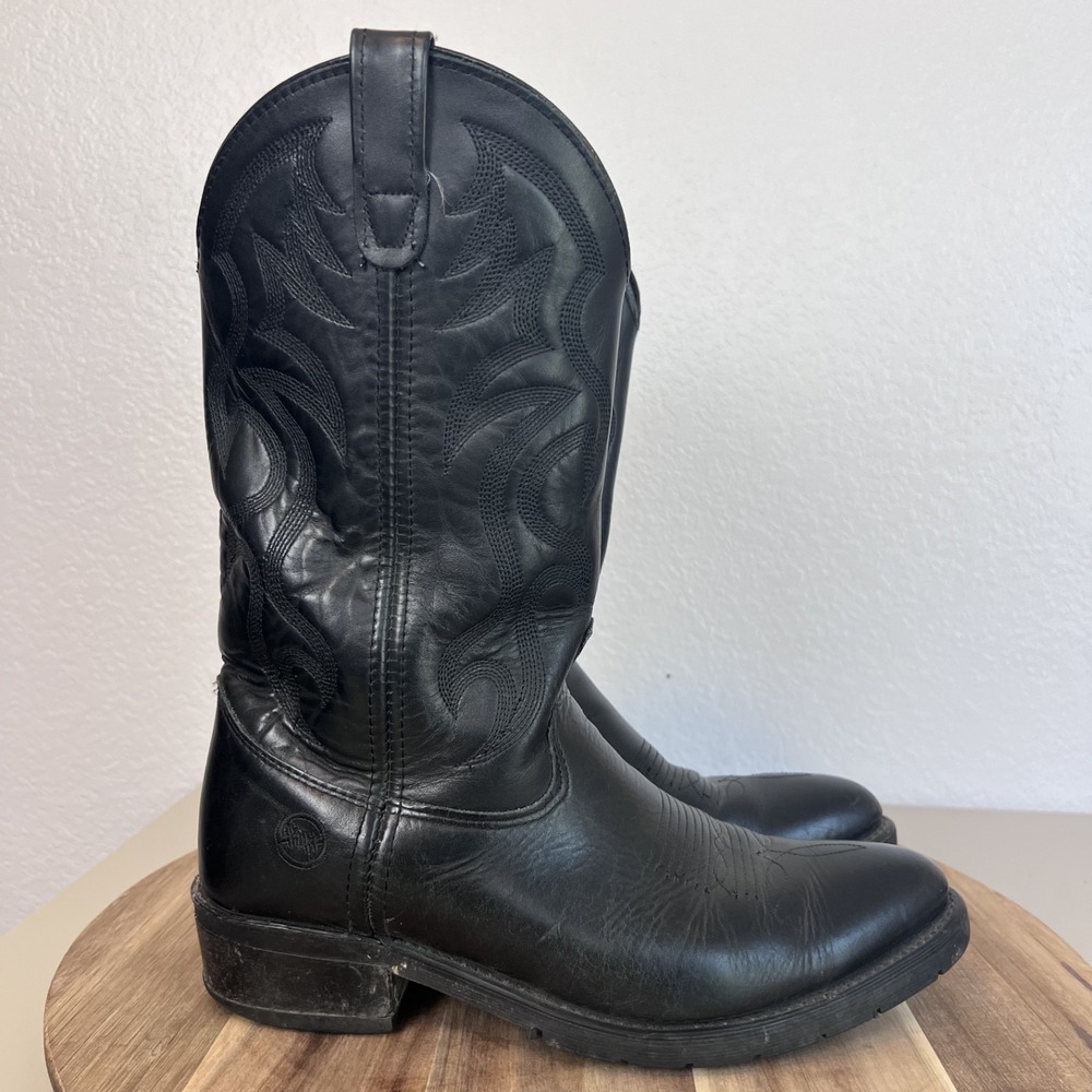 Double H Boots Mens 9.5 D Black Leather Western AG7 Work Cowboy Ranch Rodeo 3283
